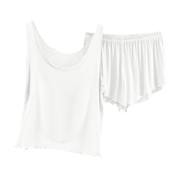Akafmk Women's Tank Pajama Sets,Cotton Pajamas for Women Set,Sleeveless Tank Sleep Tops and Sleepwear Shorts 2 Piece Loungewear Set Soft Comfy Nightwear