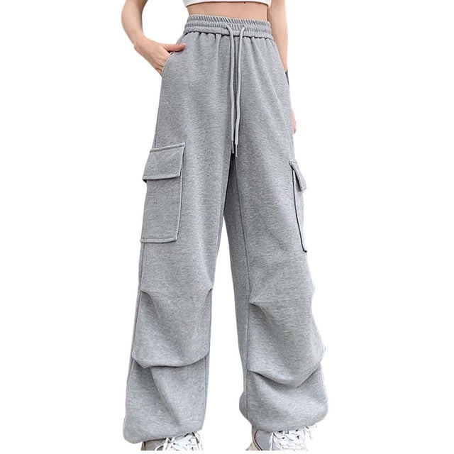 Akafmk Womens Cargo Pants,Hiking Pants for Outdoor,High Waist Drawstring Straight-Leg Pants Solid Color Long Trousers Outdoor Lightweight Stretch Casual Travel Work Trousers with Pockets