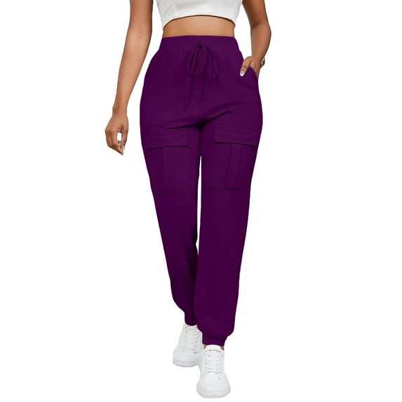 Akafmk Womens Cargo Pants,Hiking Pants for Outdoor,High Waist Jogger Pants Solid Color Cropped Trousers Outdoor Lightweight Stretch Casual Travel Work Trousers with Pockets