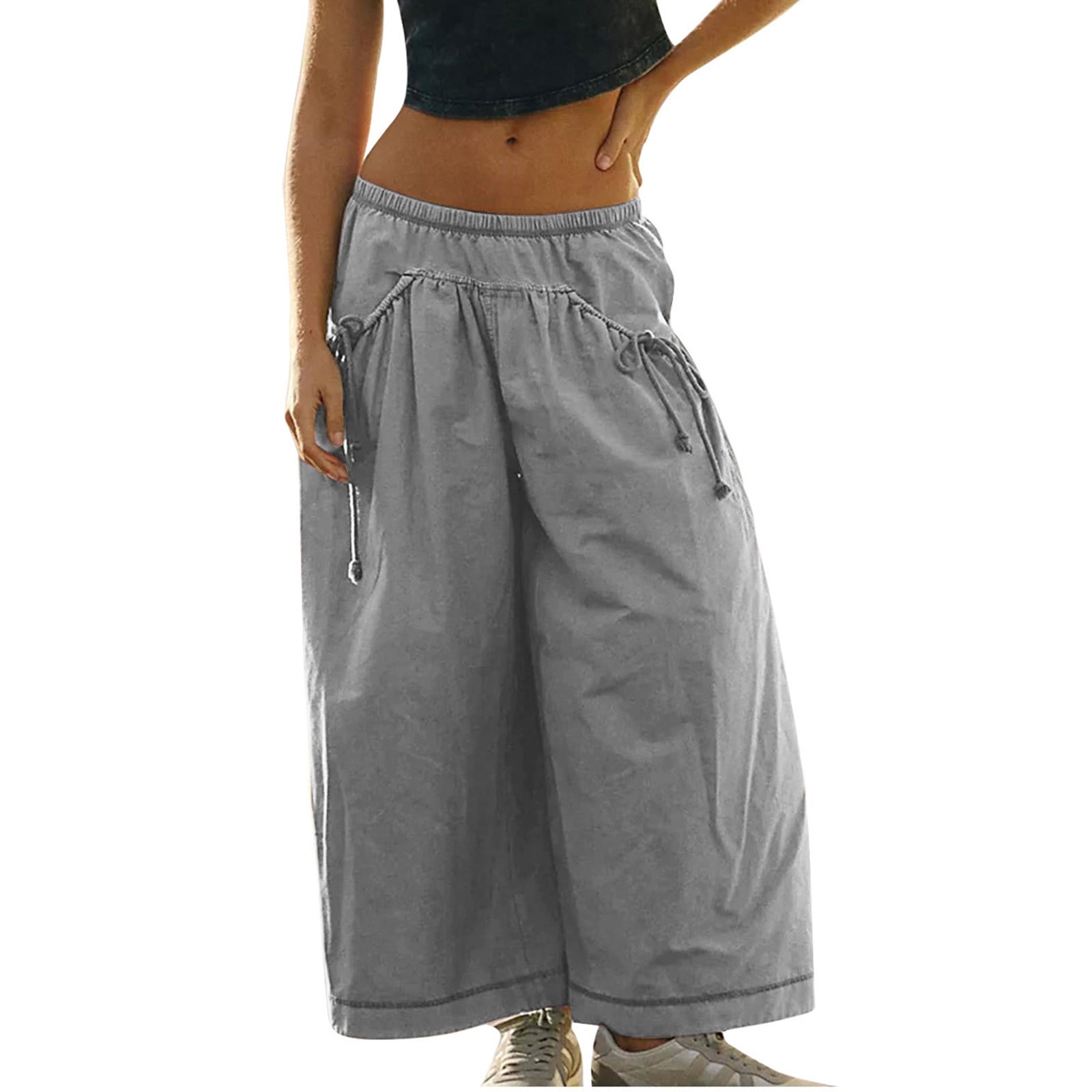 Akafmk Womens Cargo Pants,Hiking Pants for Outdoor,High Waist Wide