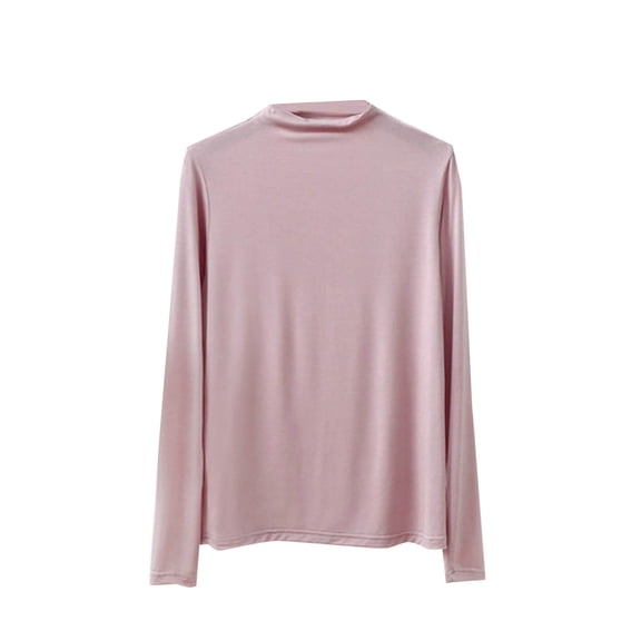 Akafmk Womens Casual Undershirt,Comfortable Lightweight Basic Shirts,Fashion Round Neck Solid Color Undershirt Long Sleeve Underscrubs Basic Tee L
