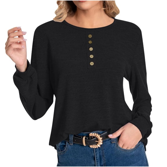 Akafmk Womens Casual Undershirt,Comfortable Lightweight Basic Shirts,Fashion Round Neck Solid Color Undershirt Long Sleeve Underscrubs Basic Tee S
