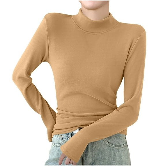 Akafmk Womens Casual Undershirt,Comfortable Lightweight Basic Shirts,Fashion Round Neck Solid Color Undershirt Long Sleeve Underscrubs Basic Tee XXL