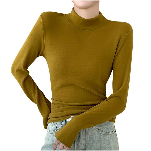 Akafmk Womens Casual Undershirt,Comfortable Lightweight Basic Shirts,Fashion Round Neck Solid Color Undershirt Long Sleeve Underscrubs Basic Tee XXL