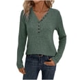 thumbnail image 1 of Akafmk Womens Fall Crewneck Sweater,Soft Lightweight Knit Tops,Fashion V-Neck Solid Color Knit Sweater Long Sleeve Pullover Sweater M, 1 of 4