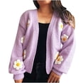 thumbnail image 1 of Akafmk Womens Fall Open Front Cardigan Sweater,Soft Lightweight Knit Tops,Fashion V-Neck Floral Print Knit Sweater Long Sleeve Cardigan Jackets M, 1 of 4