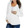 thumbnail image 1 of Akafmk Womens Long Sleeve Maternity Tops,Women's Maternity Casual Solid Color Zipper Front Long Sleeve Jacket Style Loose Stretchy Pregnancy Tops, 1 of 4