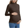 thumbnail image 1 of Akafmk Womens Long Sleeve Maternity Tops,Women's Maternity High Neck Solid Color Side Ruches Stretchy Loose Long Sleeve Warm Fall Winter Pregnancy Pullover Tops, 1 of 4
