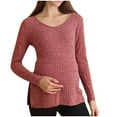 thumbnail image 1 of Akafmk Womens Long Sleeve Maternity Tops,Women's Maternity Ribbed Solid Color V Neck Long Sleeve Fashion Base Layer Fitted Stretchy Maternity Tops, 1 of 4