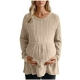 thumbnail image 1 of Akafmk Womens Long Sleeve Maternity Tops,Women's Maternity Sweater Solid Color Waist Ruches Loose Stretchy Long Sleeve Pullover Warm Winter Fall Pregnancy Tops, 1 of 3