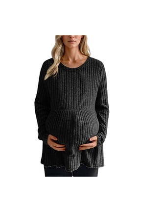 Womens Long Sleeve Maternity Tops,Women's Maternity Sweater Solid Color Waist Ruches Loose Stretchy Long Sleeve Pullover Warm Winter Fall Pregnancy Tops