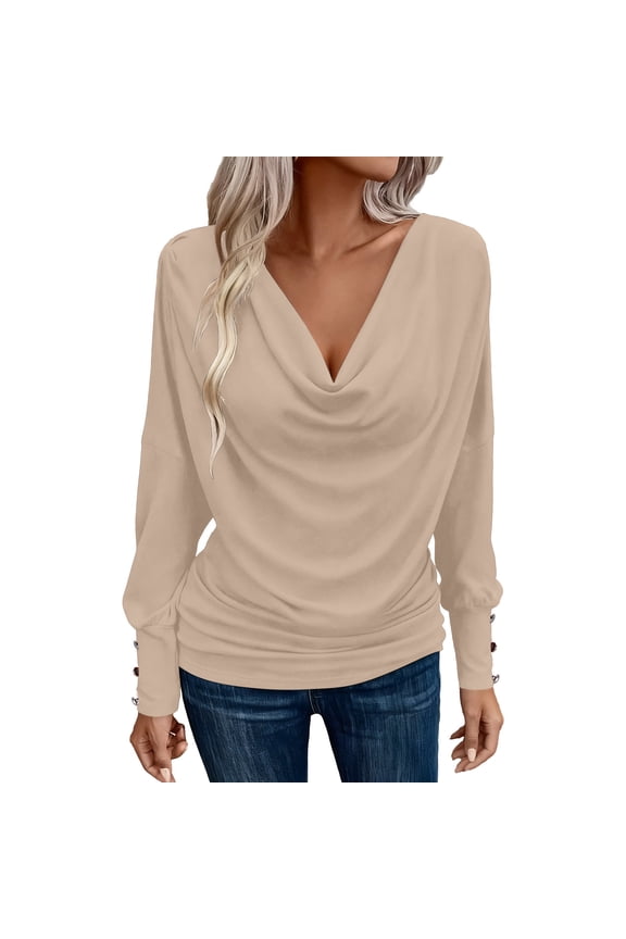 Womens Long Sleeve Maternity Tops,Women's Maternity V Neck Long Sleeve Casual Shirt Style Loose Stretchy Versatile Everyday Pregnancy Tops