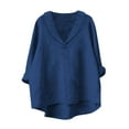 thumbnail image 1 of Akafmk Womens Long Sleeve Maternity Tops,Womens Maternity Cotton Linen Long Sleeve Button Down Collar Casual Pullover Pregnancy Tops, 1 of 3