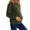 thumbnail image 1 of Akafmk Womens Long Sleeve Maternity Tops,Womens Maternity Solid Color Crew Neck Long Sleeve Button Detail Hoodless Casual Sweatshirt Pregnancy Mama Tops, 1 of 4