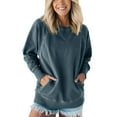 thumbnail image 1 of Akafmk Womens Long Sleeve Maternity Tops,Womens Maternity Solid Color Ribbed Pockets Long Sleeve Crew Neck Loose Fitting Hoodie Pregnancy Tops, 1 of 3