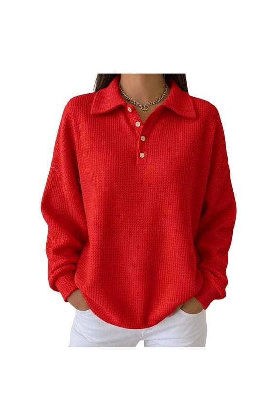 Womens Long Sleeve Maternity Tops,Womens Maternity Solid Color Waffle Knit Long Sleeve Button Down Collar Fall Winter Loose Comfortable Tops