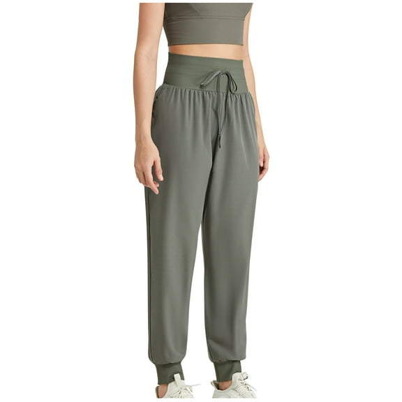 Akafmk Womens Plus Size Sweatpants,Athletic Pants for Sports,High Waist Drawstring Jogger Pants Solid Color Long Trousers Relaxed Fitting Running Workout Pants