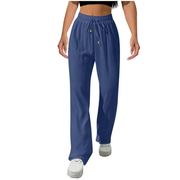 Akafmk Womens Plus Size Sweatpants,Athletic Pants for Sports,High Waist Drawstring Wide Leg Pants Solid Color Long Trousers Relaxed Fitting Running Workout Pants with Pockets