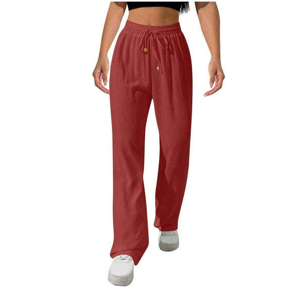 Akafmk Womens Plus Size Sweatpants,Athletic Pants for Sports,High Waist Drawstring Wide Leg Pants Solid Color Long Trousers Relaxed Fitting Running Workout Pants with Pockets