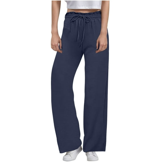 Akafmk Womens Plus Size Sweatpants,Athletic Pants for Sports,High Waist Wide Leg Pants Solid Color Long Trousers Relaxed Fitting Running Workout Pants with Pockets