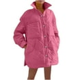 thumbnail image 1 of Akafmk Womens Puffer Jackets Coats,Womens Winter Puffer Coats,Women's Solid Color Fall and Winter Lapel Mid Long Patterned Down Jacket Jacket Fleece Warm Jacket Coats, 1 of 5