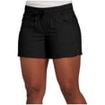 thumbnail image 1 of Summer Savings Clearance 2025! Akafmk Womens Summer Shorts Cotton Linen Slim-Fits 5 Inch Inseam Short Solid Casual High Waist Shorts Black 5XL, 1 of 4