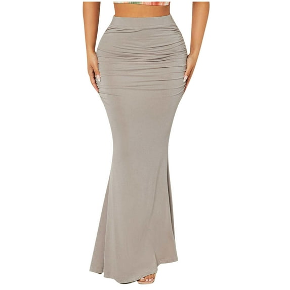 Akafmk Womens Summer Skirts,Stretch Bodycon Pencil Skirt,Solid Color High Waisted Pencil Skirts Slim Fittness Hip Bodycon Skirt Cocktail Party Long Skirts