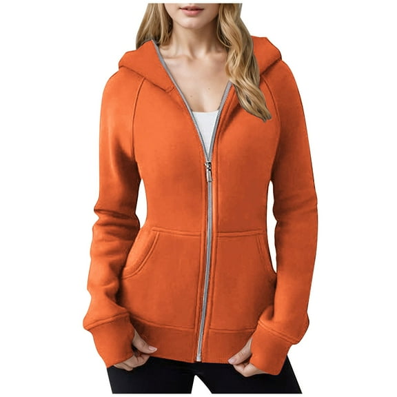 Akafmk Womens Zip Up Hoodies,Womens Long Sleeve Sweatshirts Jackets,Women Zipper Neck Long Sleeve Solid Hooded Blouse Pockets Sweatshirt Comfy Cardigan Workout Jacket