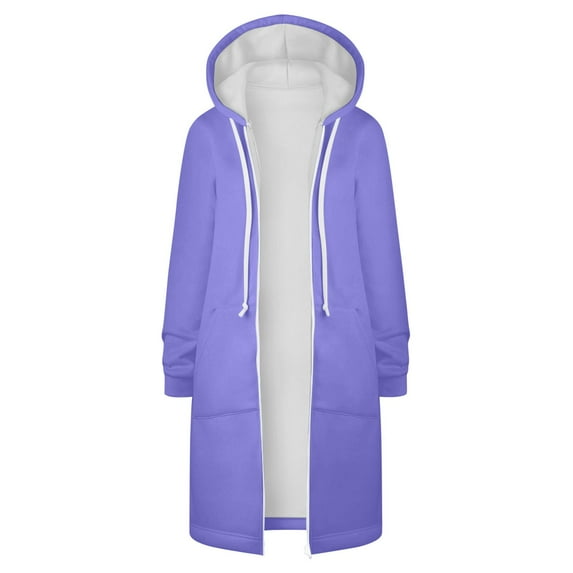 Akafmk Zip Up Hoodies for Women Plus Sweatshirts,Women Long Sweatshirts,Solid Color Jacket Thickening and Fleece Zipper Long Sleeve Pocket Hooded Long Sweater Comfy Cardigan Workout Jacket