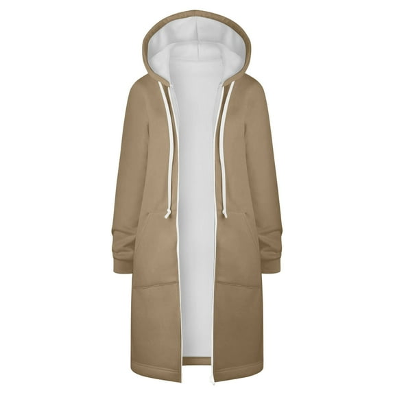 Akafmk Zip Up Hoodies for Women Plus Sweatshirts,Women Long Sweatshirts,Solid Color Jacket Thickening and Fleece Zipper Long Sleeve Pocket Hooded Long Sweater Comfy Cardigan Workout Jacket