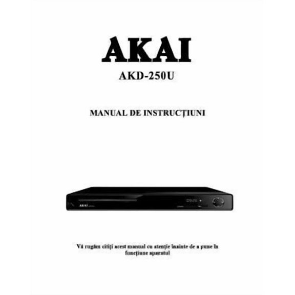 Instruction Manual ONLY for Akai ADK-250U DVD Player Owners Instruction Manual REPRINT
