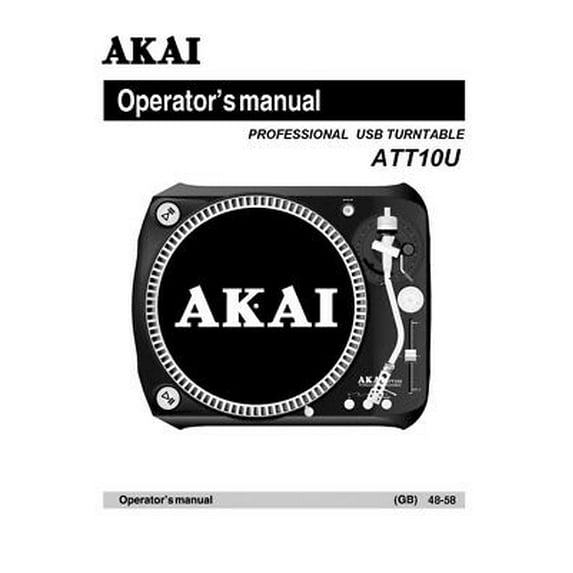 Instruction Manual ONLY for Akai ATT10U Turntable Owners Instruction Manual REPRINT
