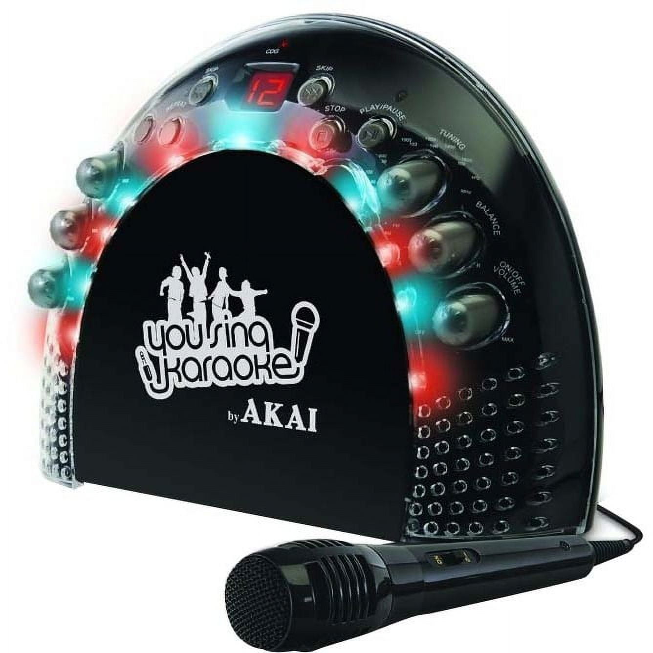 Akai KS201 Front Load Karaoke System with LED Light Effects and AM/FM