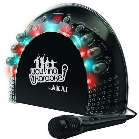 Akai KS201 Front Load Karaoke System with LED Light Effects and AM/FM Radio