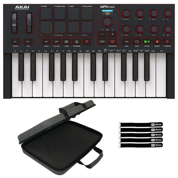Akai Professional MPK Mini 4 25-Key MIDI Keyboard Controller Black with Case Package