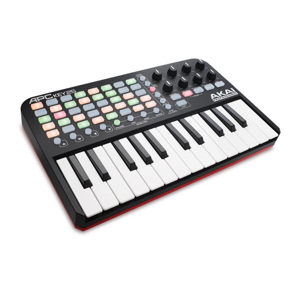 Akai Professional USB MIDI Keyboard Controller 25 Keys with 40 RGB Pads and 8 Rotary Knobs with Ableton Live Lite APC Key 25 MK2 Black