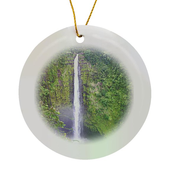 3drose, Akaka Falls to Kolekole Stream in Akaka Falls State Park, Circle Porcelain Ornament