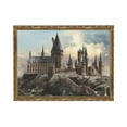 thumbnail image 1 of Akania Harry Potter Hogwarts Castle Poster Mural Artwork Canvas Painting Poster Wall Art Room Decor Retro Gold Framed 10x8 Inch, 1 of 7