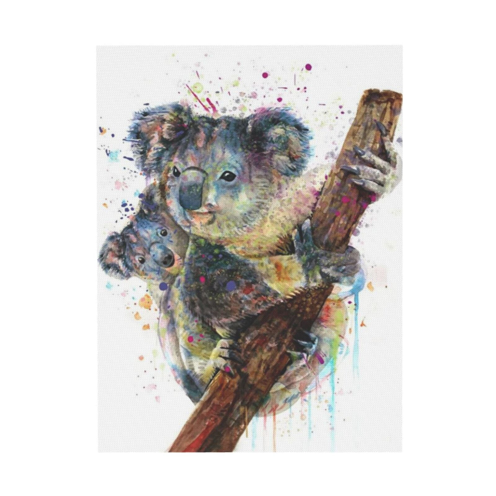 Akania Koala Art Wall Decor - Funny Cute Mother & Baby Koala on Tree ...