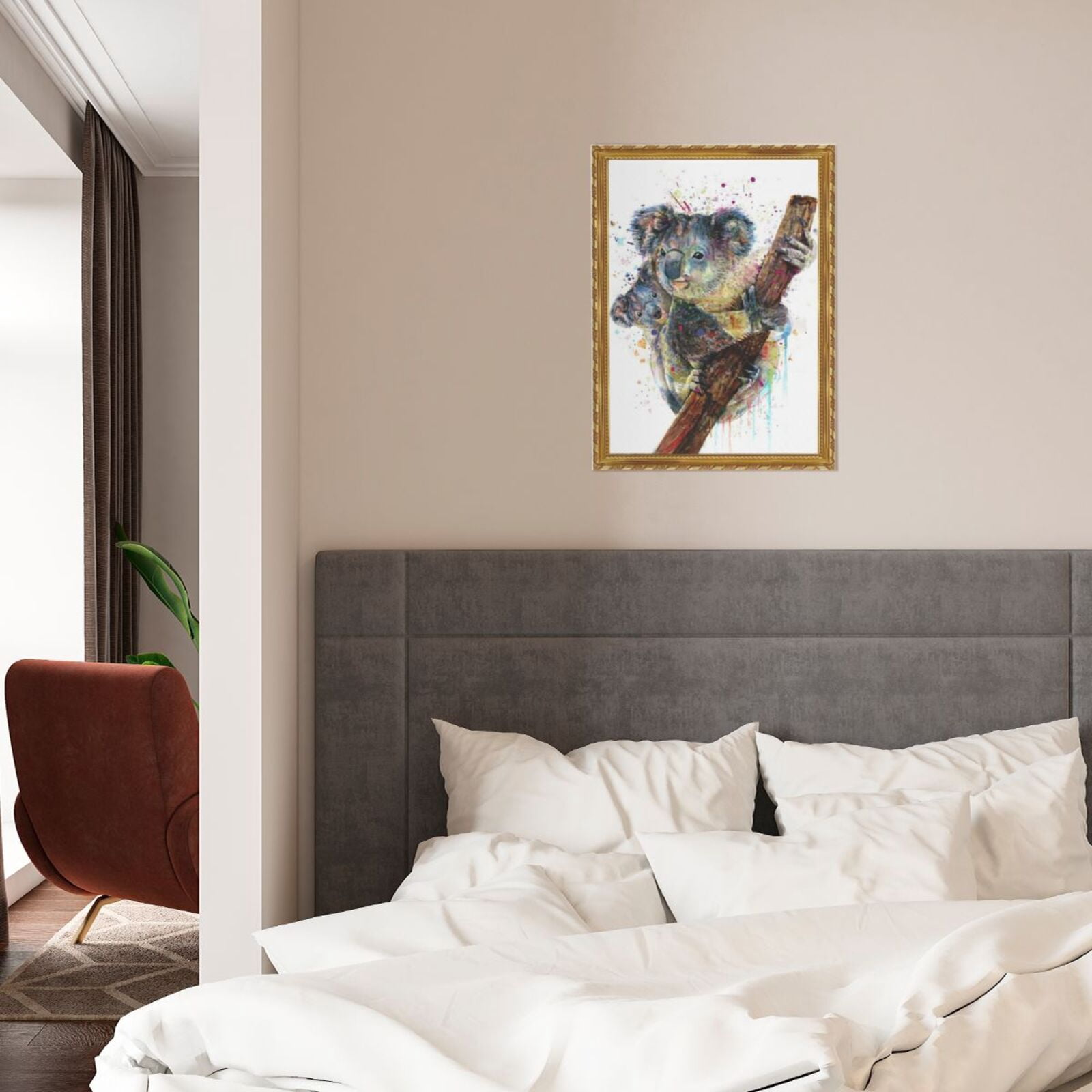 Akania Koala Art Wall Decor - Funny Cute Mother & Baby Koala on Tree ...