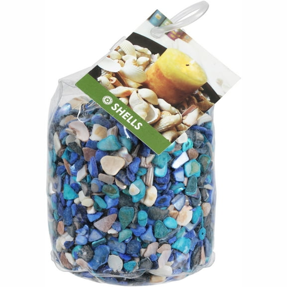 Akasha Dyed Crushed Shells, 26 oz. Bag, Shade of Blue, Assorted Sizes