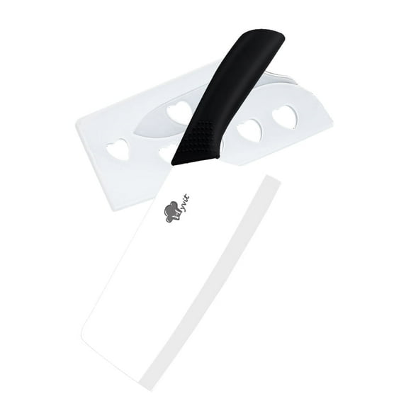 Akatsuki 7" Large Ceramic Cleaver Knife Kitchen Chef with Blade Cover Soft Handle Rustproof No-stick Meat Vegetable Slicing Fruit Paring Cutter (Black)