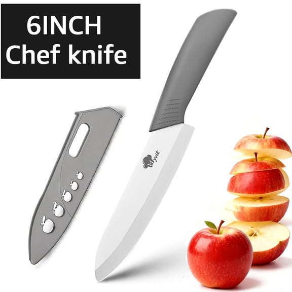Akatsuki Ceramic Knife 6-inch Fruit Vegetable Knife Rust Proof Kitchen Chef Knife with Blade Guard and Soft-Grip Handle Meat Cutting Cooking Knife