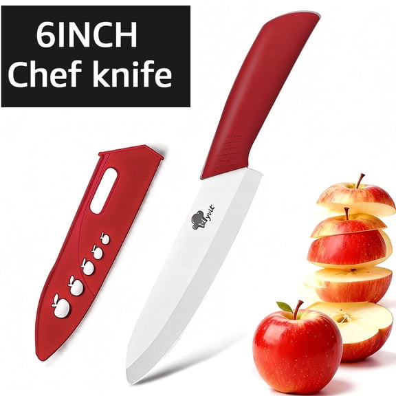 Akatsuki Ceramic Knife 6-inch Fruit Vegetable Knife Rust Proof Kitchen Chef Knife with Blade Guard and Soft-Grip Handle Meat Cutting Cooking Knife