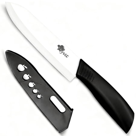 Akatsuki Ceramic Paring Knife with Cover Vegetable Fruit Meat Cutting Knife Chef Kitchen Nonstick Blade with Guard Soft-Grip Handle