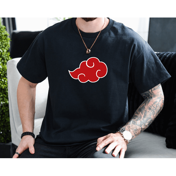 Akatsuki Red Cloud Anime Ninja Symbol Hooded Unisex T-Shirt, up to size 3XL.
