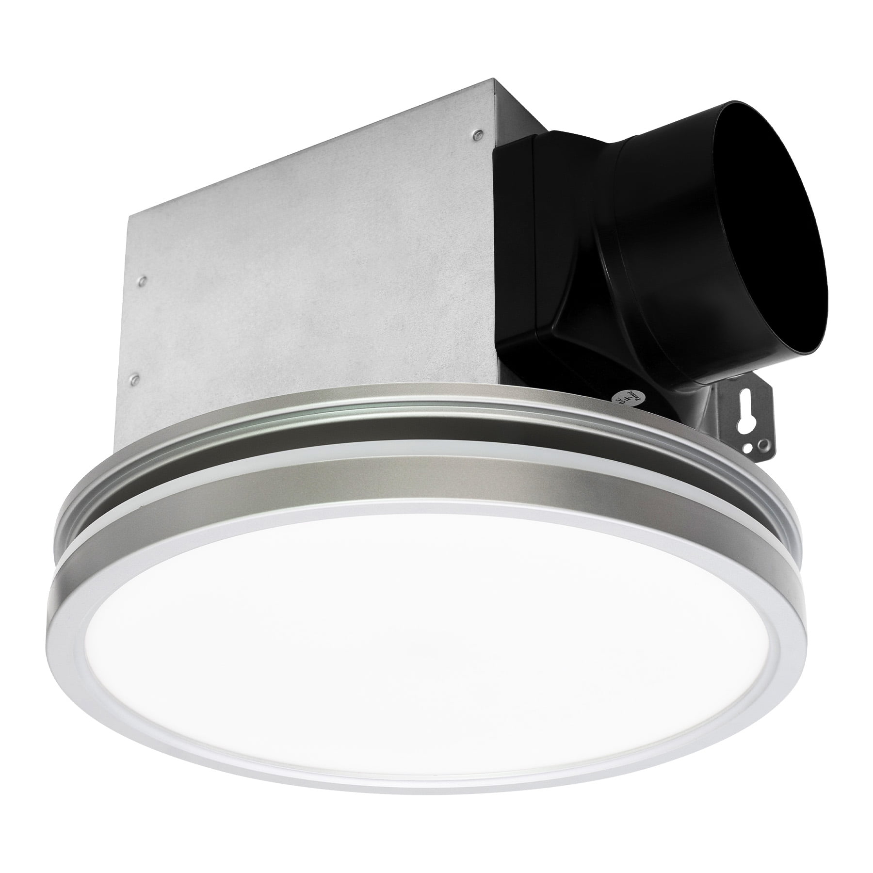 Silver Round Bathroom Exhaust Fan with LED Light and Nightlight