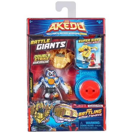 Akedo - Ultimate Arcade Warriors Battle Giants Mini Battling Action Figures - Ready, Fight, Split Strike - Alphawolf