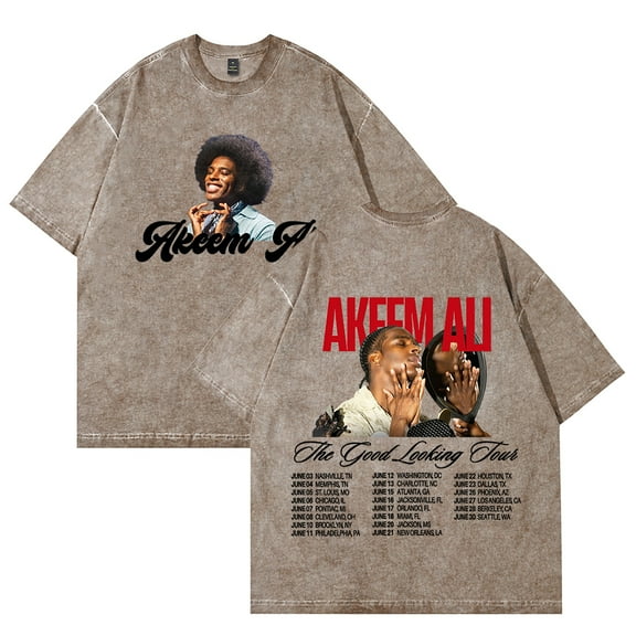 Akeem Ali The Good Looking Tour T-shirts Merch Unisex Vintage Cotton Wash Tees Short Sleeve O-neck Tops