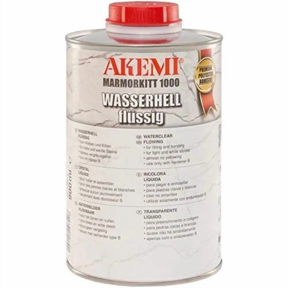 Akemi Marmorkitt 1000 Wasserhell Stone Adhesive, 1 Quart Clear Marble & Granite Filler for Bonding & Repair